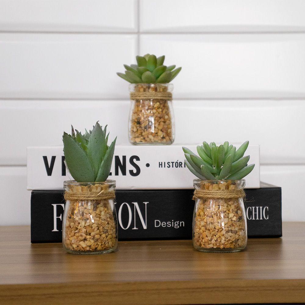 Vaso Com Suculenta Folha Média Verde Escuro 10X7 Cm - Du0027Rossi - 4