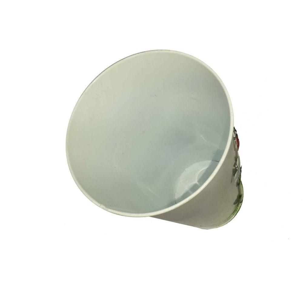 Vaso Balde Enfeite De Ferro Jardim Varanda Flor Branco - 3
