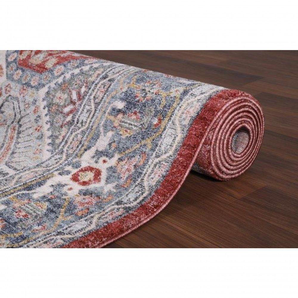 Tapete Turco Para Sala Coliseo 05 -100 X 150Cm Cinza E Vermelho - 8