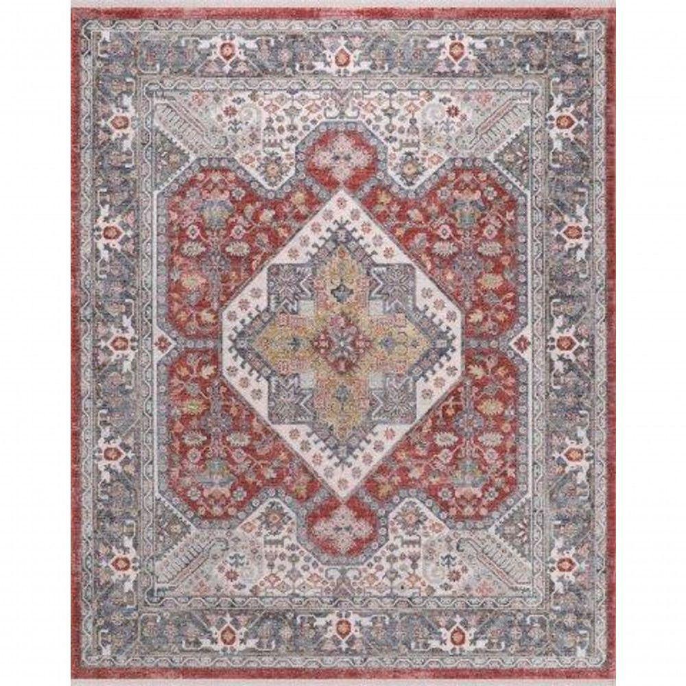 Tapete Turco Para Sala Coliseo 05- 140 X 200Cm Cinza E Vermelho - 9