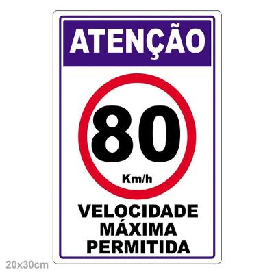 Velocidade Máxima Permitida Adesivo 80Km Por Hora 10 Unidades Vermelho