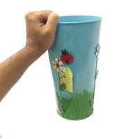 Vaso Balde Enfeite De Ferro Jardim Varanda Flor Azul - 1