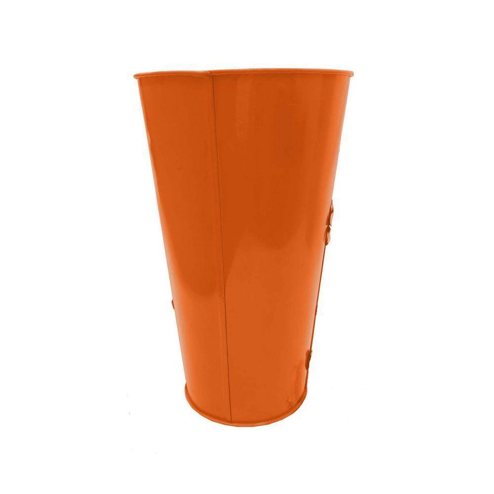 Vaso Balde Enfeite De Ferro Jardim Varanda Flor Laranja - 4