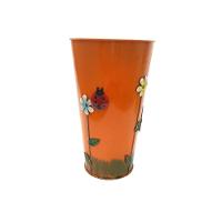 Vaso Balde Enfeite De Ferro Jardim Varanda Flor Laranja - 5