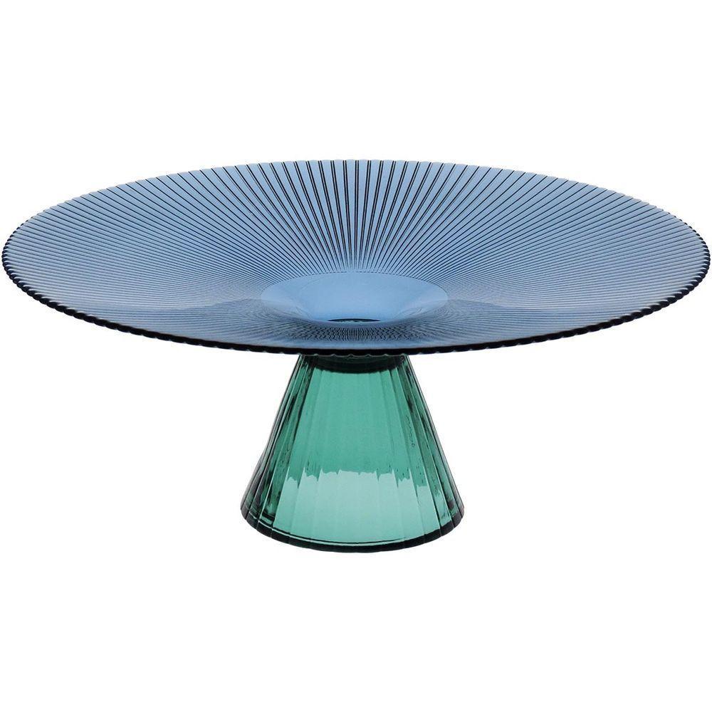 Beretta Centro Mesa 14X33X33Cm Vidro Azul Com Pé - 1