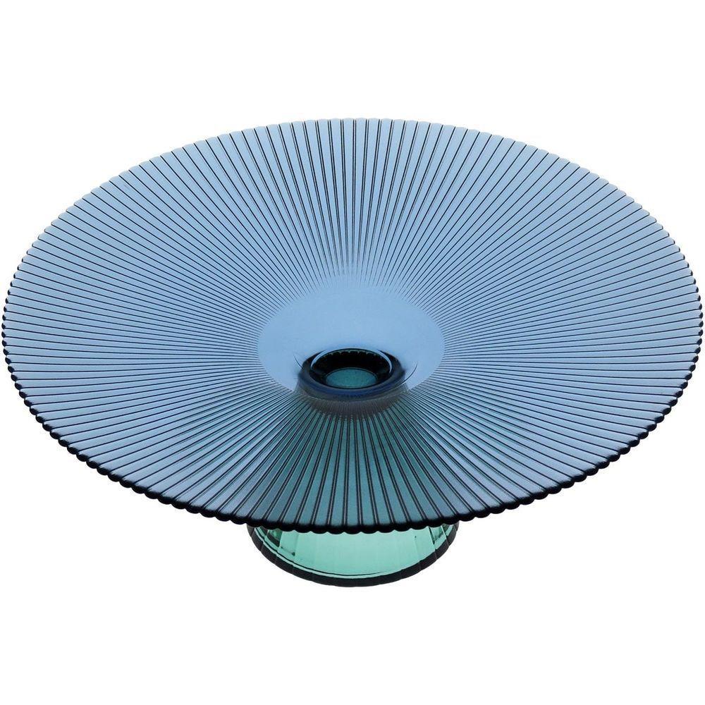 Beretta Centro Mesa 14X33X33Cm Vidro Azul Com Pé - 5