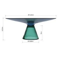 Beretta Centro Mesa 14X33X33Cm Vidro Azul Com Pé - 3