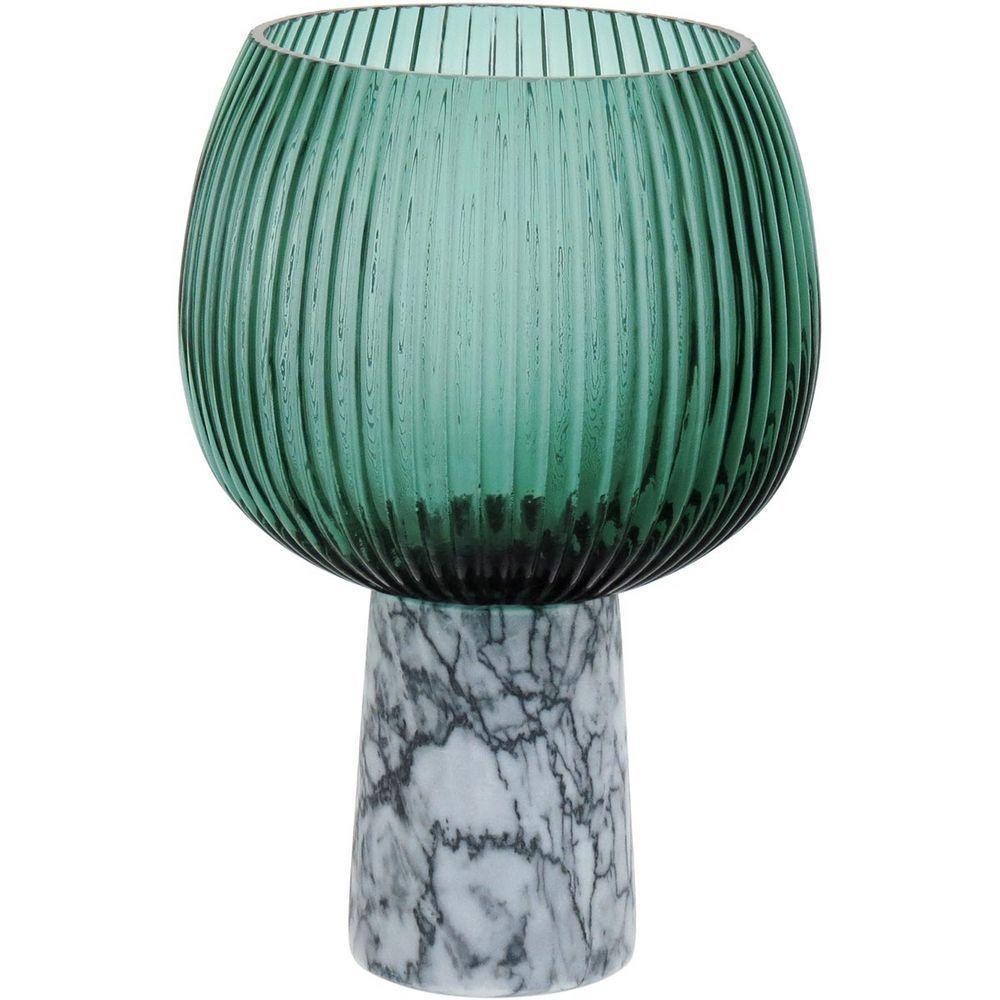 Beretta Centro Mesa 22X15X15Cm Vidro Verde Com Pé - 1