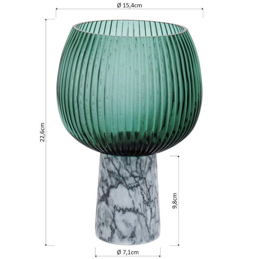 Beretta Centro Mesa 22X15X15Cm Vidro Verde Com Pé - 3