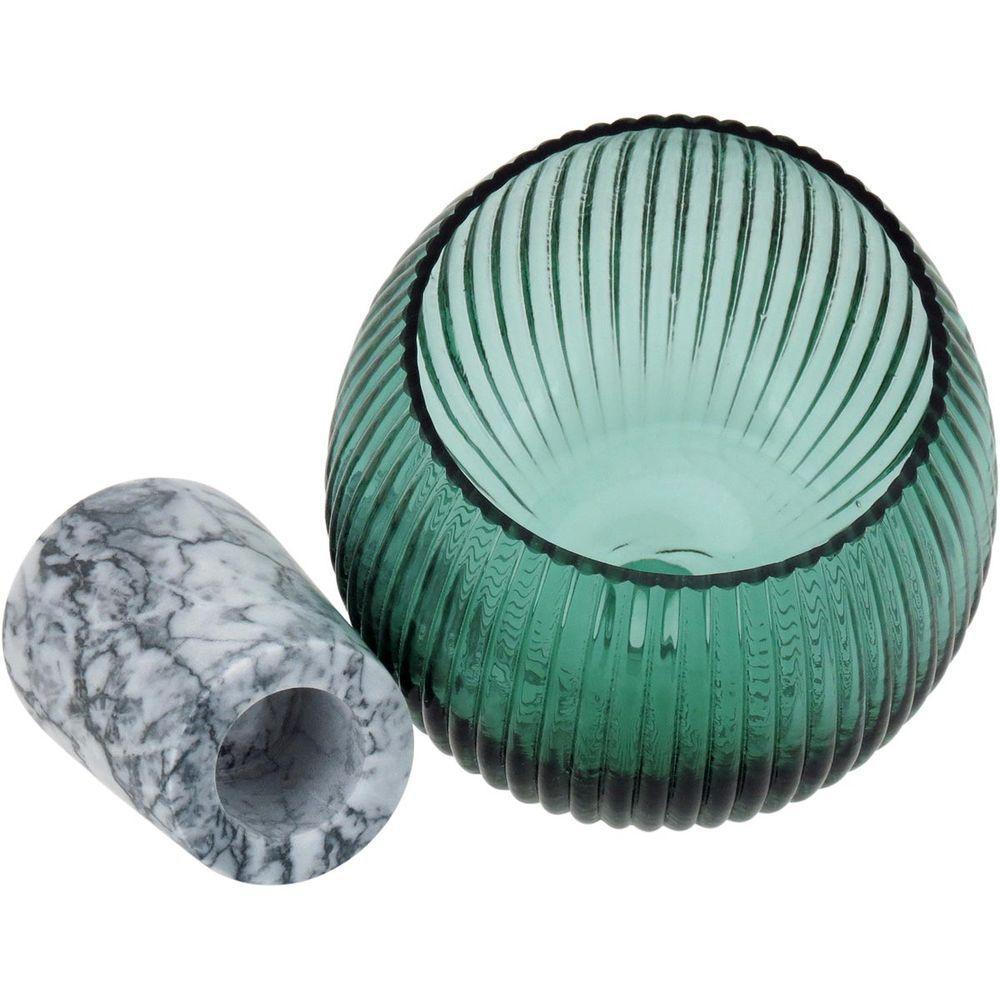 Beretta Centro Mesa 22X15X15Cm Vidro Verde Com Pé - 4