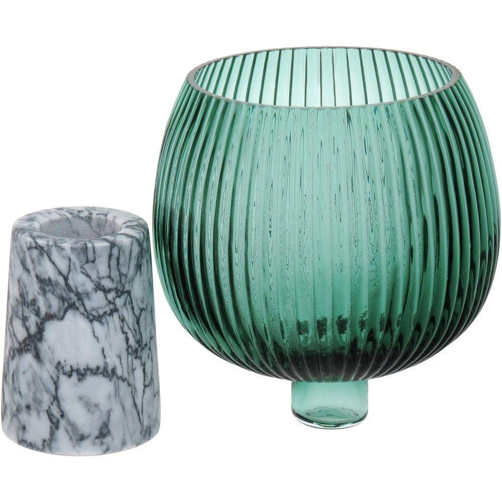 Beretta Centro Mesa 22X15X15Cm Vidro Verde Com Pé - 5