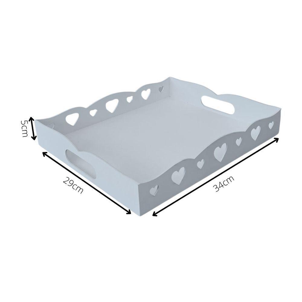 Bandeja De Coração Para Café Da Manhã 100% Mdf (34x29x05) Branco - 5