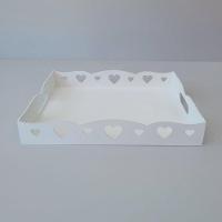 Bandeja De Coração Para Café Da Manhã 100% Mdf (34x29x05) Branco