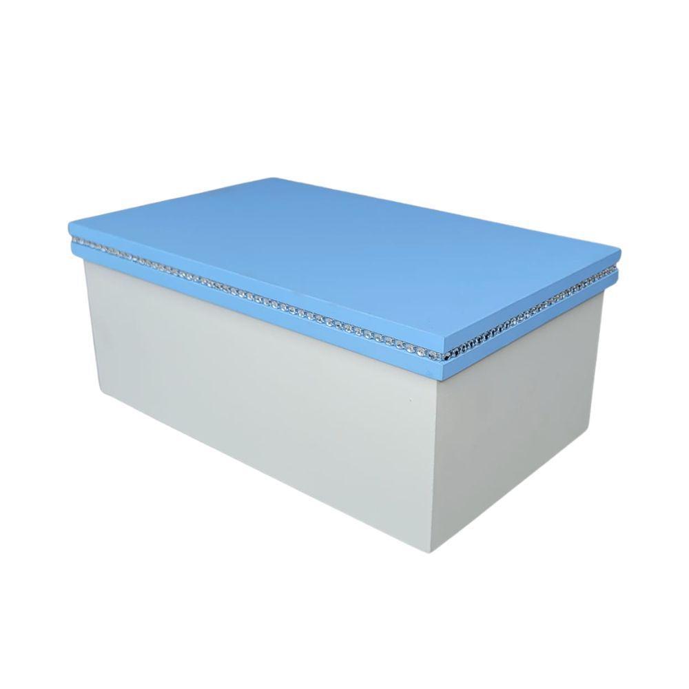 Caixa Personalizada Para Duas Canecas Deitadas Com Strass (25x15x10,5) Azul/branco - 1