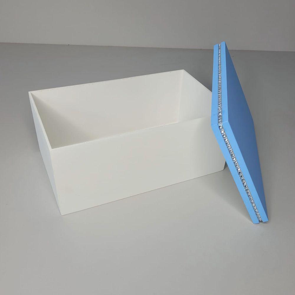 Caixa Personalizada Para Duas Canecas Deitadas Com Strass (25x15x10,5) Azul/branco - 4