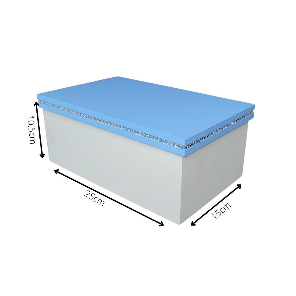 Caixa Personalizada Para Duas Canecas Deitadas Com Strass (25x15x10,5) Azul/branco - 6