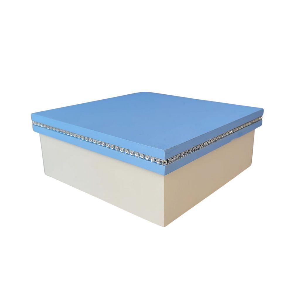 Caixa Personalizada Com Strass 100% Mdf (17x17x07) Azul/branco - 1