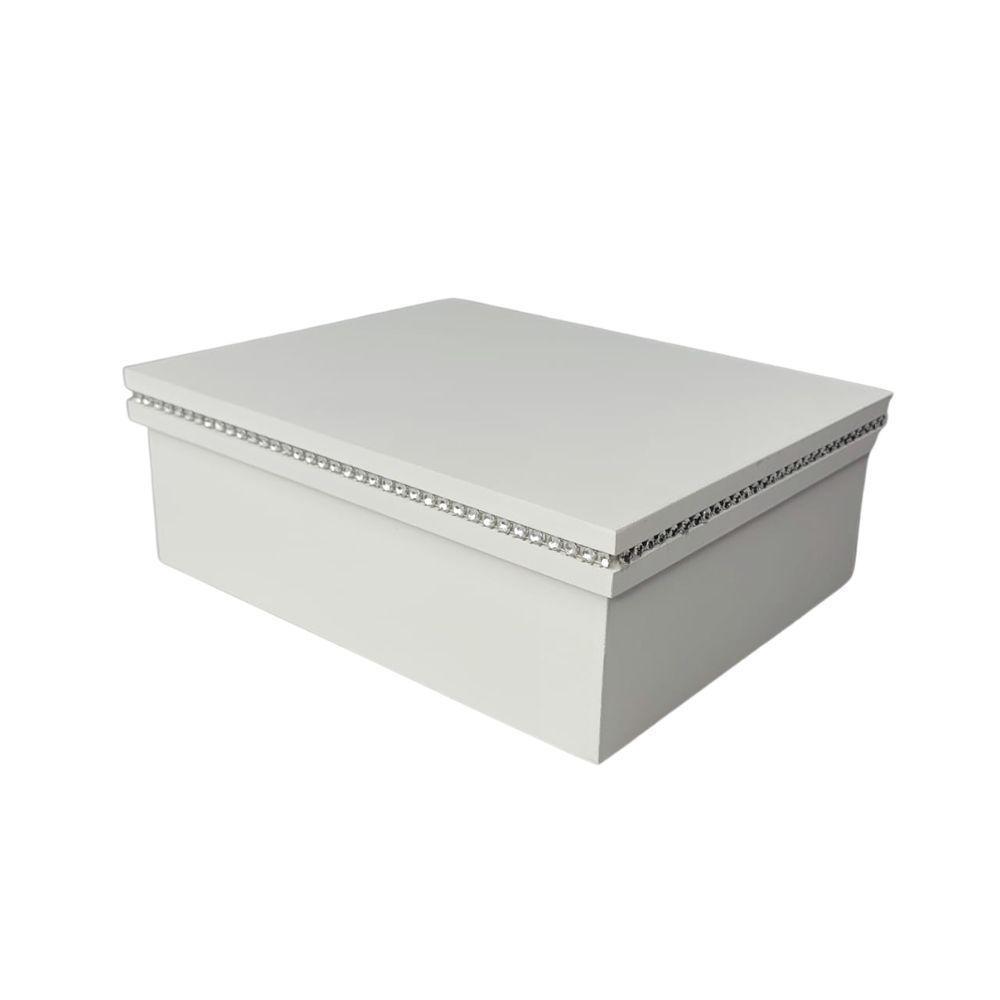 Caixa Personalizada Com Strass 100% Mdf (20x16x7,5) Branco - 1