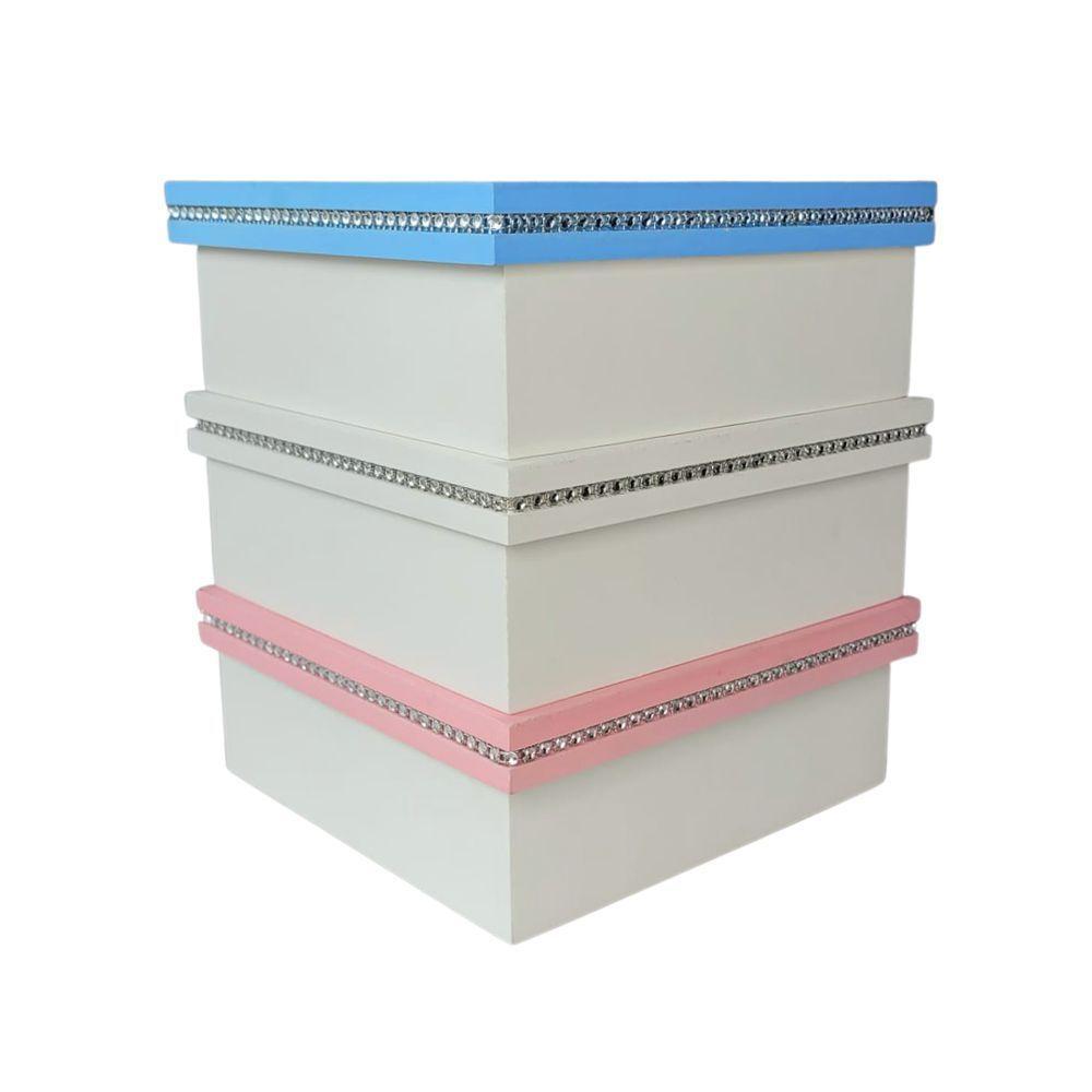 Caixa Personalizada Com Strass 100% Mdf (20x16x7,5) Branco - 2
