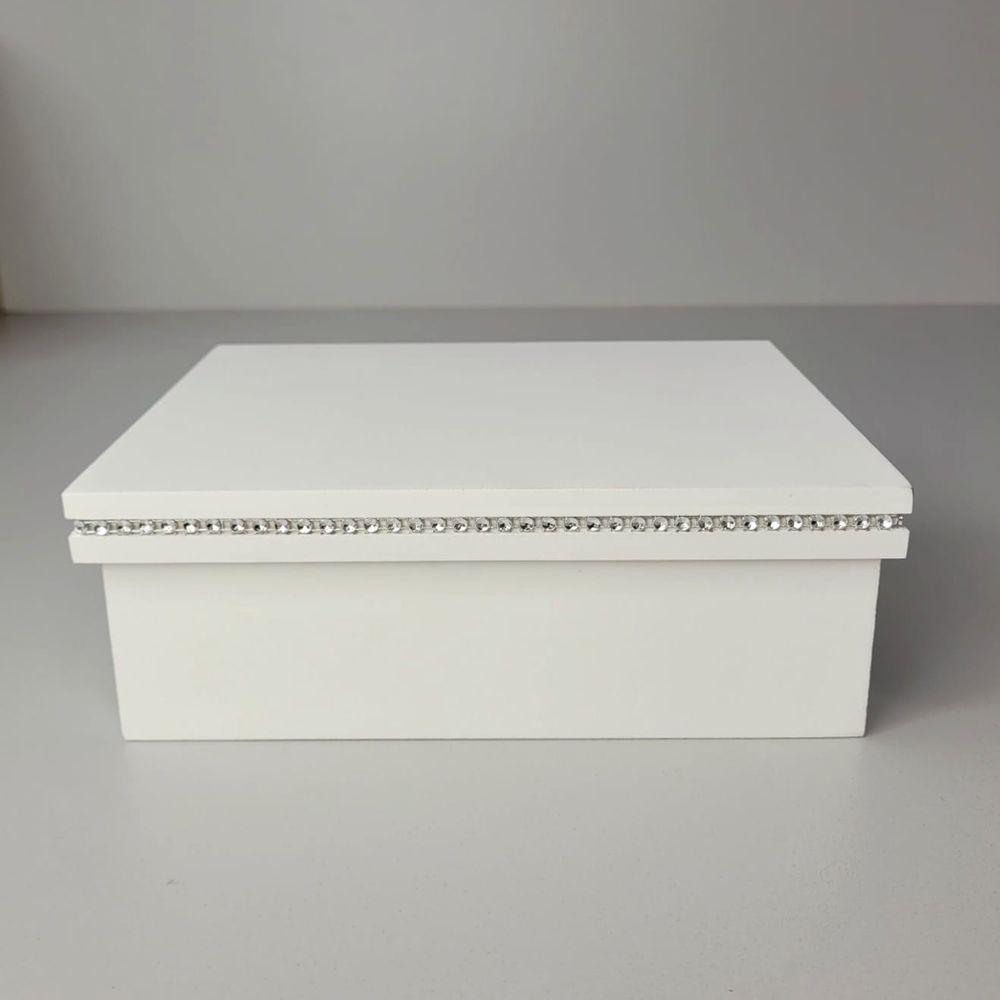 Caixa Personalizada Com Strass 100% Mdf (20x16x7,5) Branco - 5