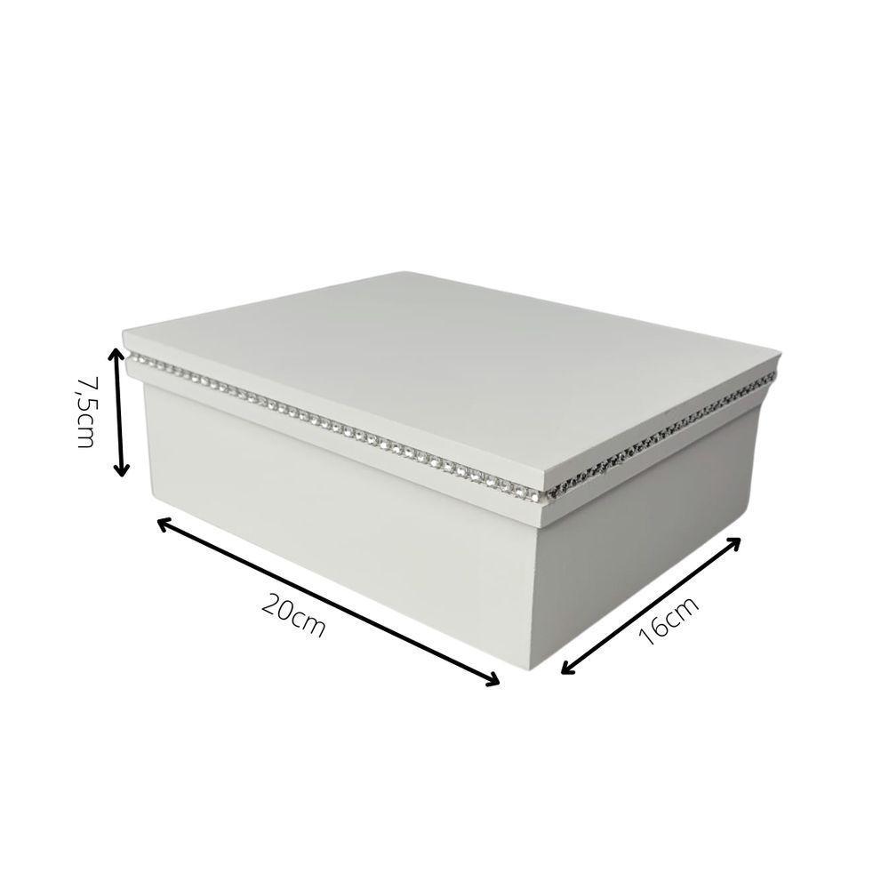 Caixa Personalizada Com Strass 100% Mdf (20x16x7,5) Branco - 6