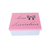 Caixa Personalizada Meus Lacinhos 100% Mdf (17x12x08) Rosa/branco - 3