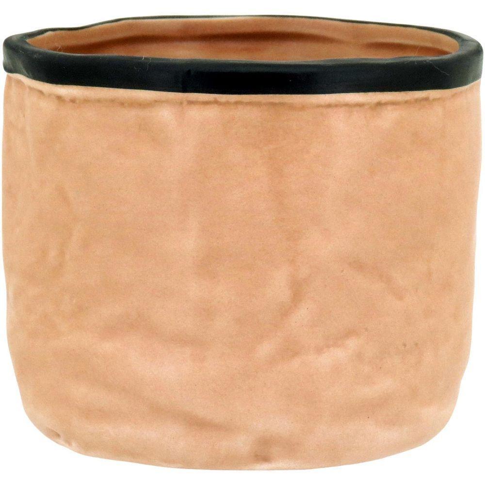 Cachepô 10X12X12Cm Cerâmica Bege - 1