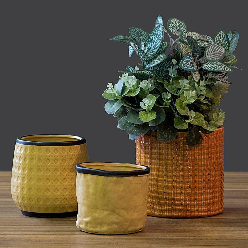 Cachepô 10X12X12Cm Cerâmica Bege - 3