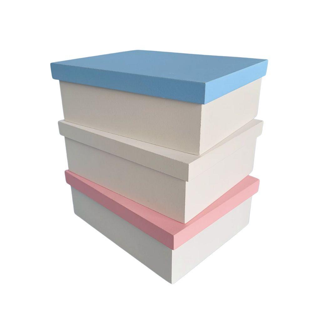Caixa 100% Mdf (20x16x7,5) Rosa/branco - 2