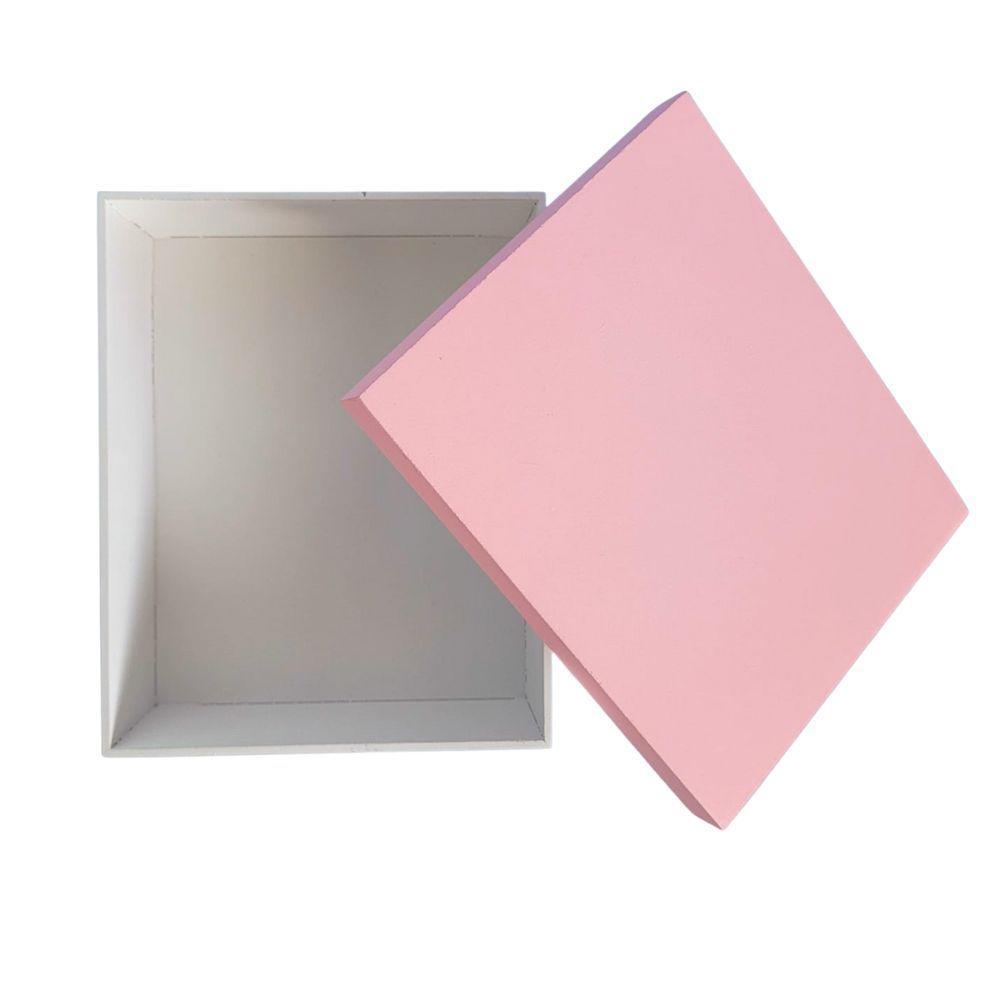 Caixa 100% Mdf (20x16x7,5) Rosa/branco - 3