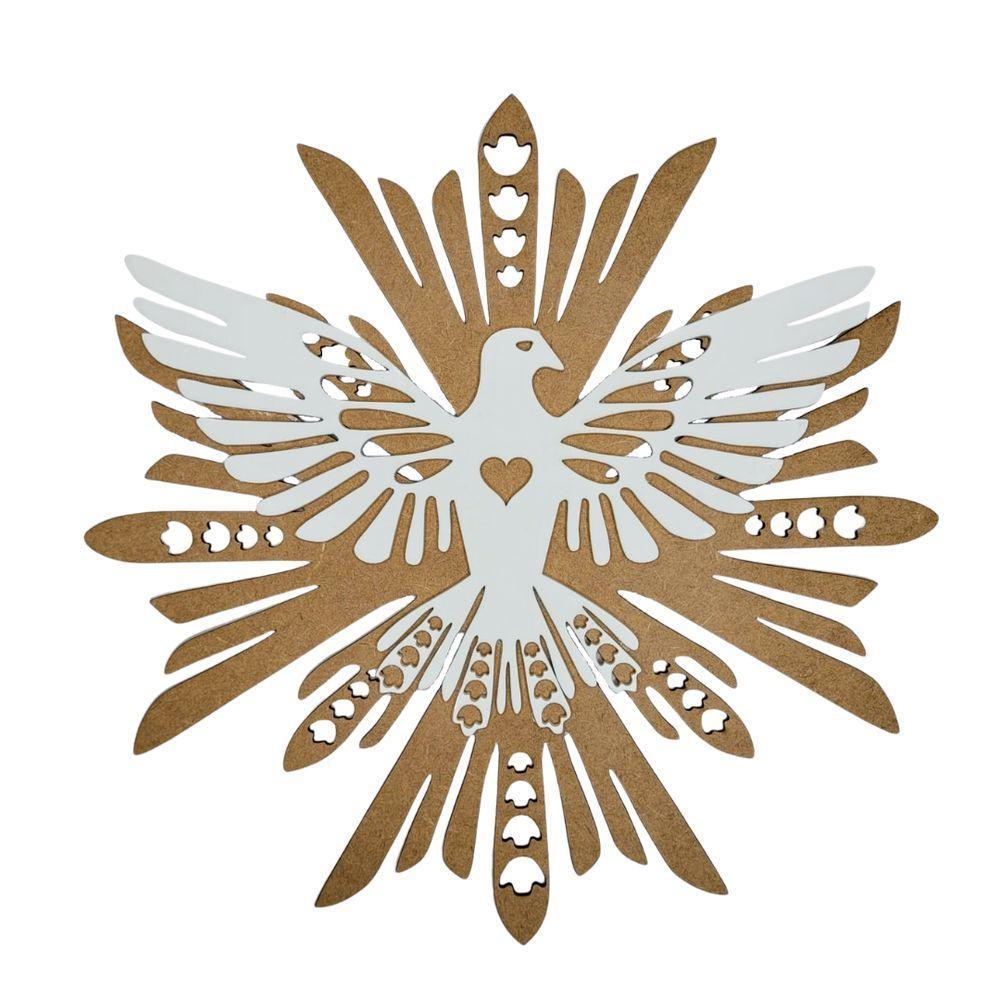 Enfeite De Parede Símbolo Pomba Espirito Santo (30x30)- Branco/mdf Cru - 1