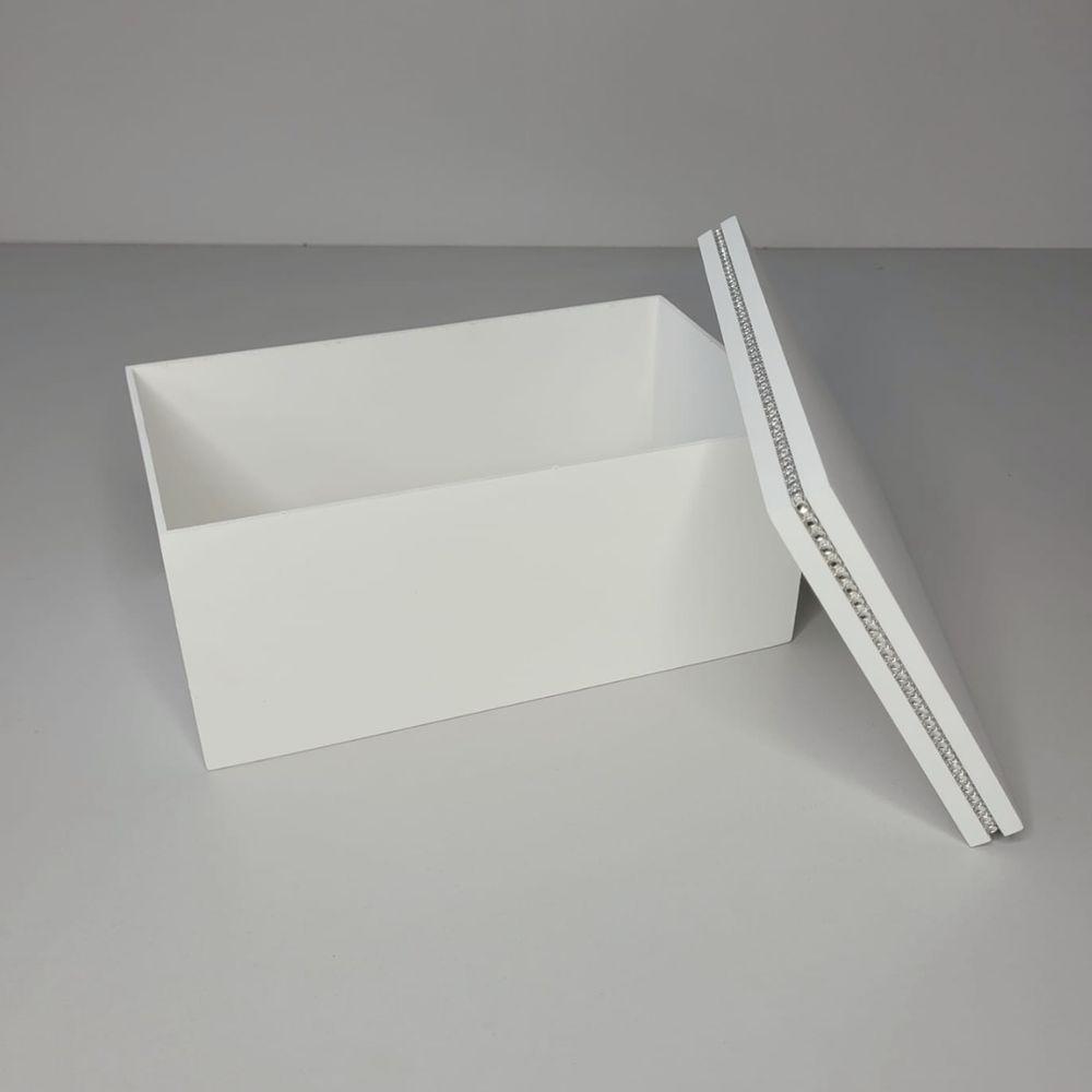 Caixa Personalizada Para Duas Canecas Deitadas Com Strass (25x15x10,5) Branco - 4