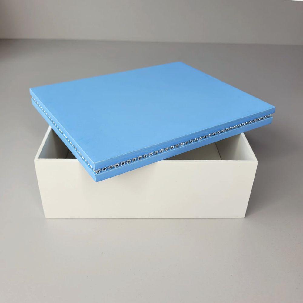 Caixa Personalizada Com Strass 100% Mdf (20x16x7,5) Azul/branco - 4