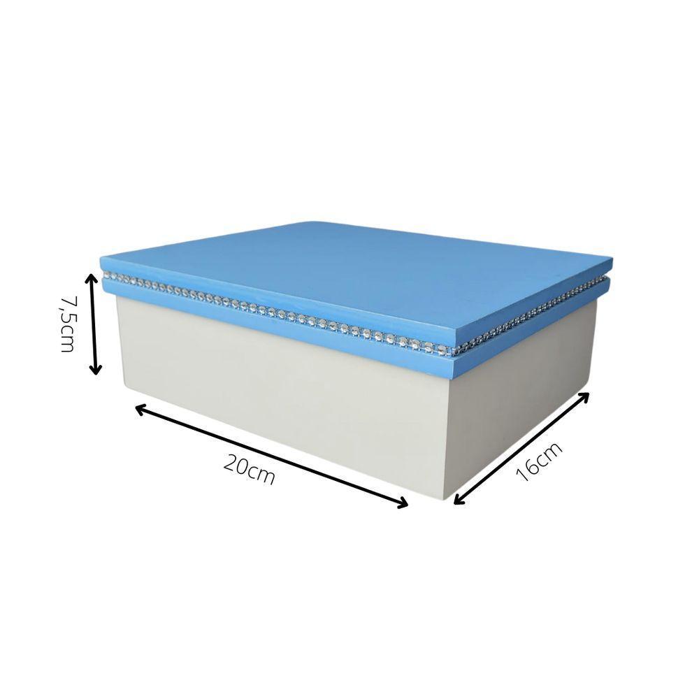 Caixa Personalizada Com Strass 100% Mdf (20x16x7,5) Azul/branco - 6