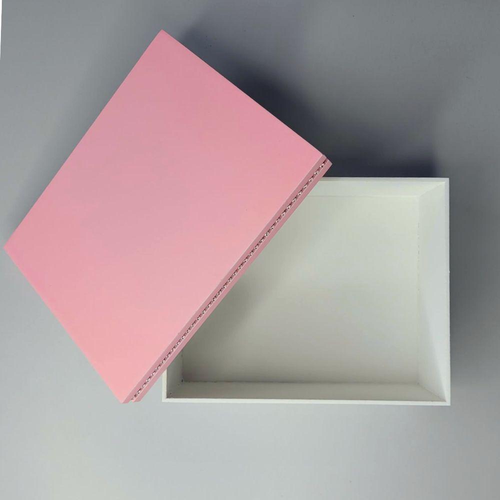 Caixa Personalizada Com Strass 100% Mdf (20x16x7,5) Rosa/branco - 3