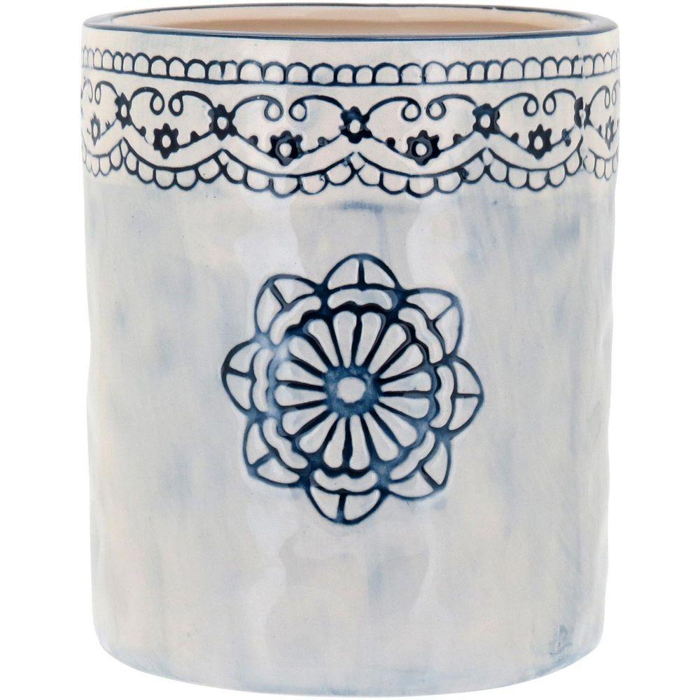 Cachepô 16X13X13Cm Cerâmica Azul - 1