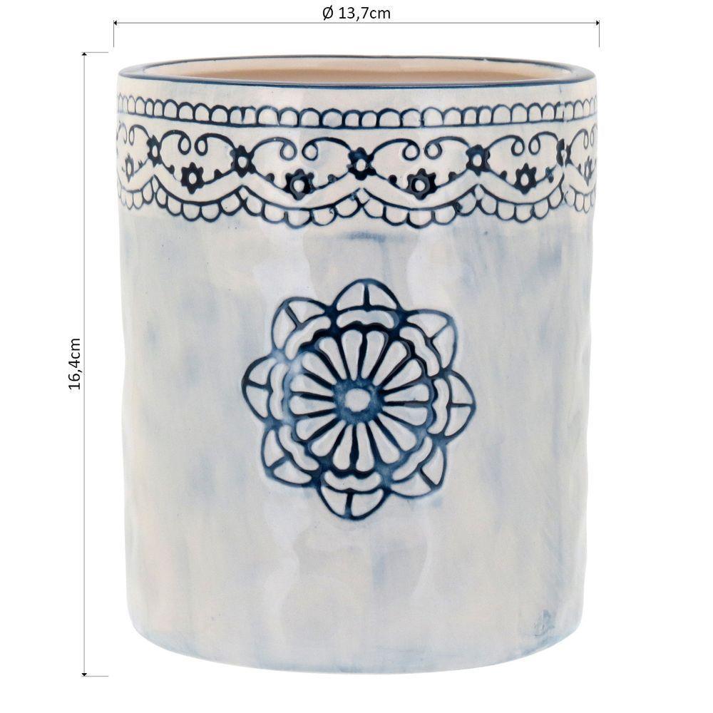 Cachepô 16X13X13Cm Cerâmica Azul - 2