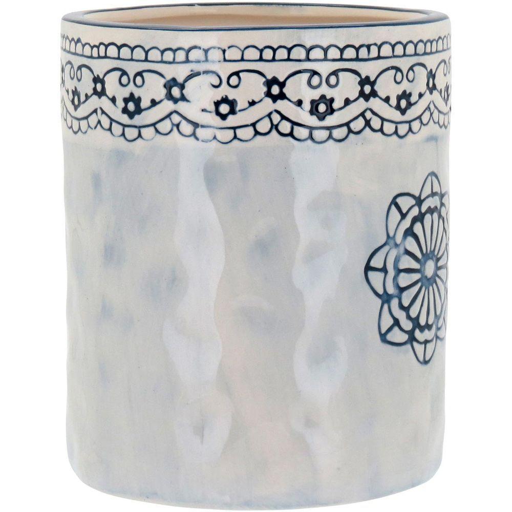 Cachepô 16X13X13Cm Cerâmica Azul - 6