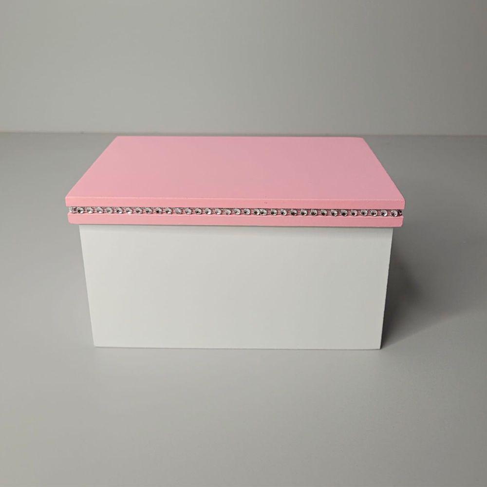 Caixa Personalizadas Para Duas Canecas Com Strass (18x12x10,5) Rosa/branco - 3