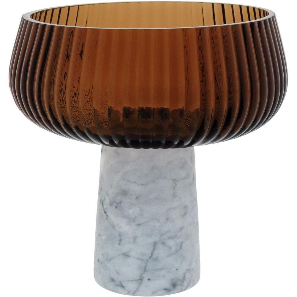 Beretta Centro Mesa 18X18X18Cm Vidro Âmbar Com Pé - 1