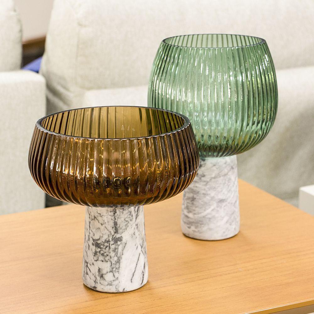 Beretta Centro Mesa 18X18X18Cm Vidro Âmbar Com Pé - 2