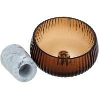 Beretta Centro Mesa 18X18X18Cm Vidro Âmbar Com Pé