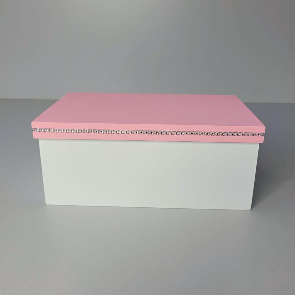 Caixa Personalizada Para Duas Canecas Deitadas Com Strass (25x15x10,5) Rosa/branco - 6