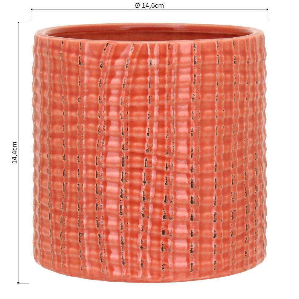 Cachepô 14X15X15Cm Cerâmica Laranja - 2
