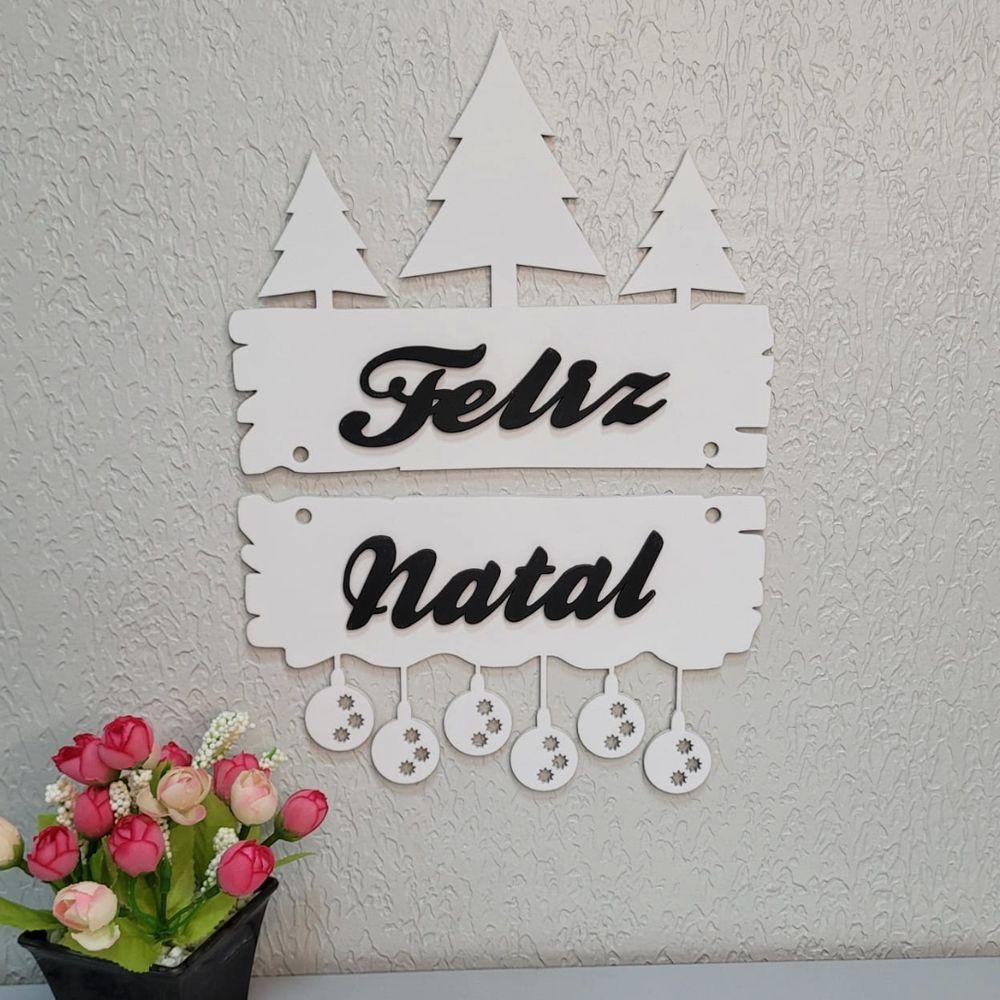 Enfeite De Porta Feliz Natal (31x23) Branco - 2