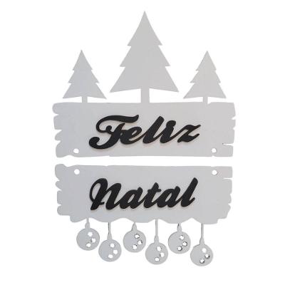 Enfeite De Porta Feliz Natal (31x23) Branco