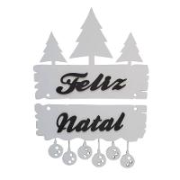 Enfeite De Porta Feliz Natal (31x23) Branco - 1