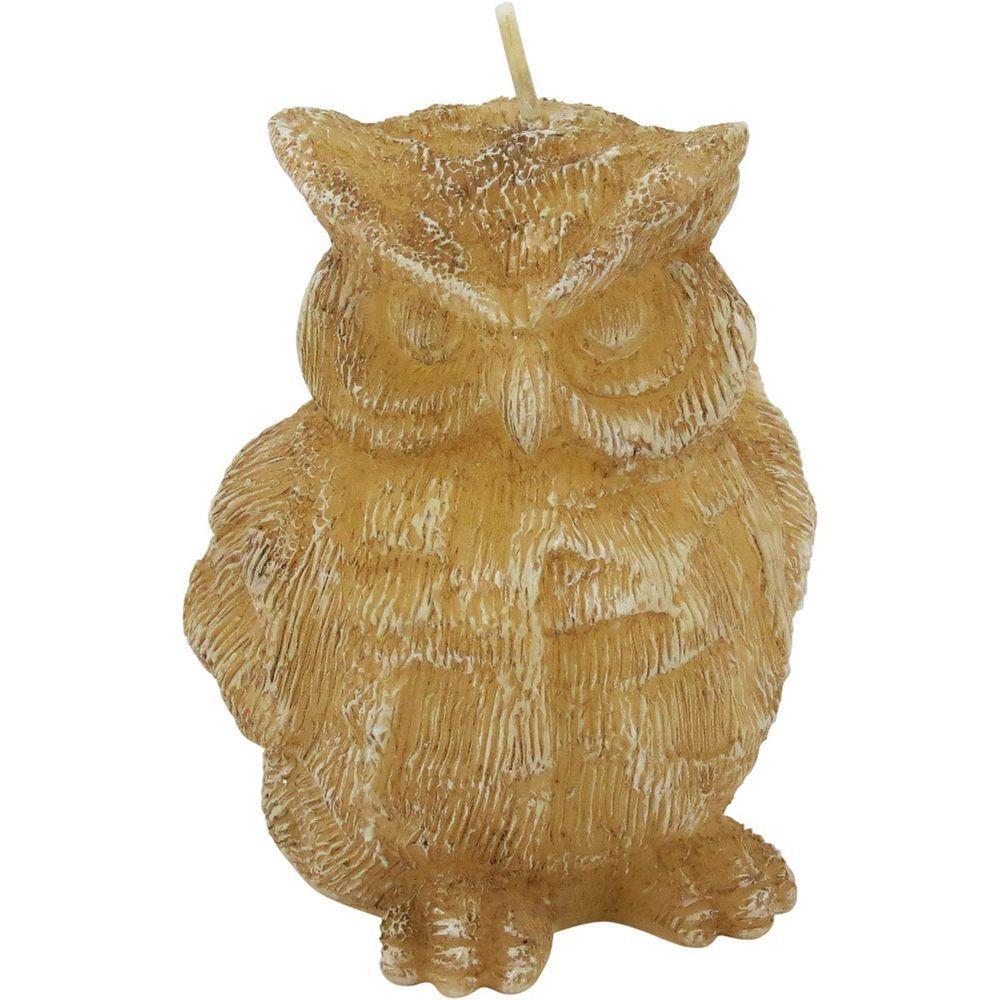 Candles Vela 9X7X7Cm Parafina Bege Coruja - 1