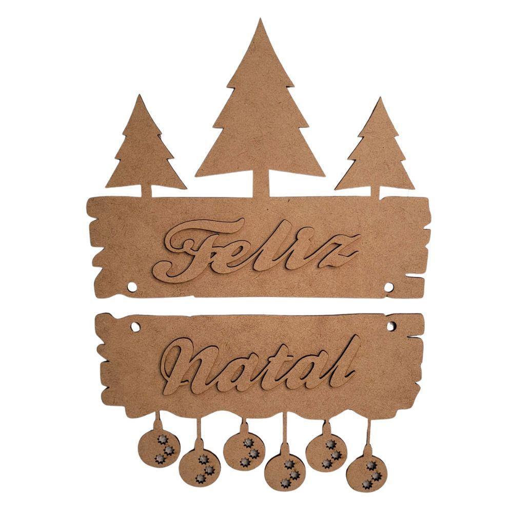 Enfeite De Porta Feliz Natal (31x23) Mdf Cru - 1