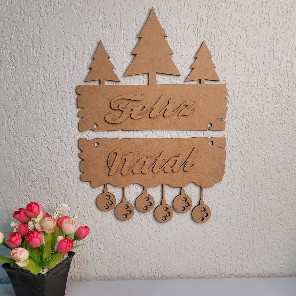 Enfeite De Porta Feliz Natal (31x23) Mdf Cru - 2
